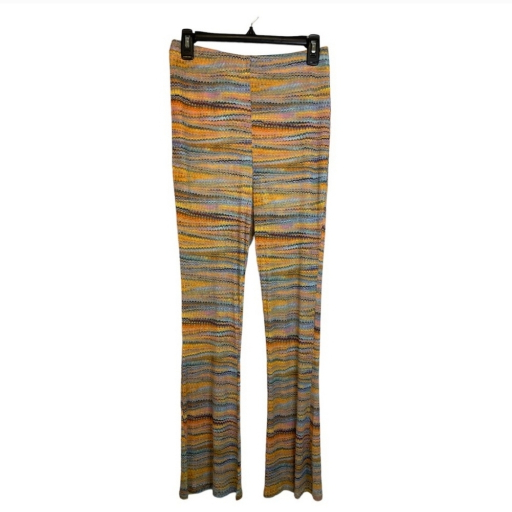 NWT Women's Wild Fable Blue Space dye Mesh Flare Pants Size M - Picture 3 of 6
